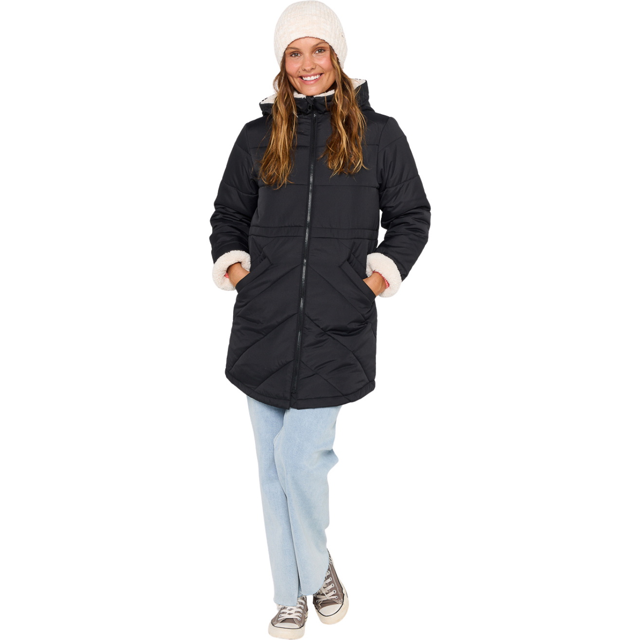 2026 Rip Curl Frauen Anti-Serie Anoeta Lange Linie Jacke 03PWJA - Washed Black